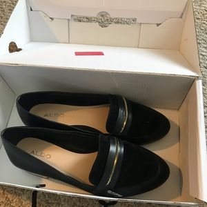 Aldo loafers with gold heel